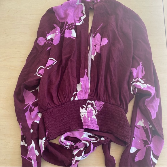 Free People Say You Love Me Top in Plum - Picture 7 of 8